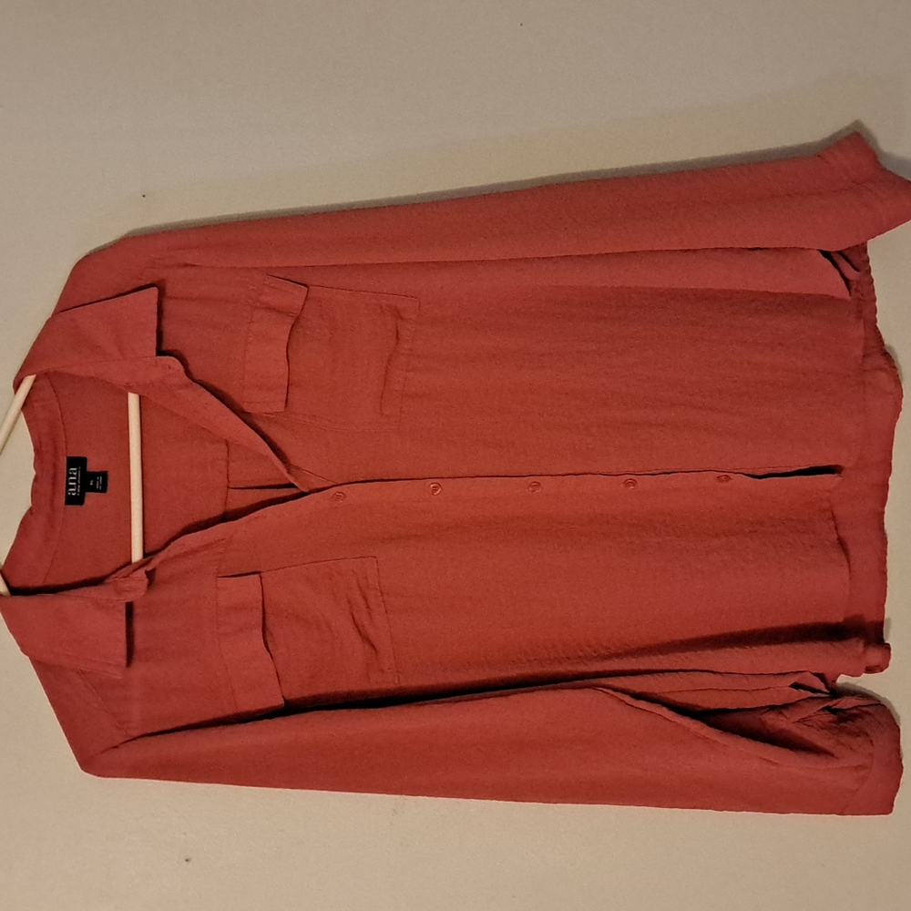 a.n.a Burnt Orange XL Blouse Button Down Lightweight Vintage?